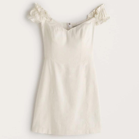 Abercrombie & Fitch Dresses & Skirts - NEW Abercrombie & Fitch White Linen Mini Dress Off the Shoulder